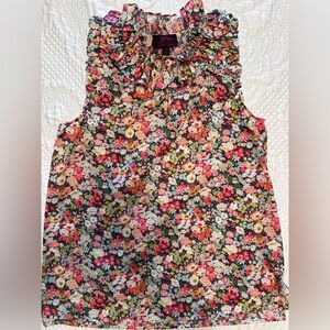 JCrew Liberty Sleeveless Ruffle Shirt Top Floral 0